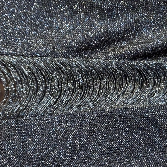 Miss Me Black Shimmering Top w/ embellished shoulders. Slit back. - Picture 3 of 9